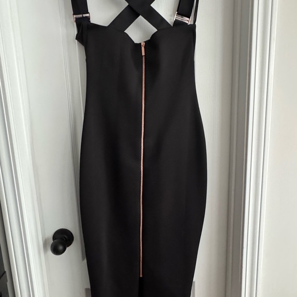 Ted Baker Black Midi Dress with Cross Straps - Picture 2 of 5